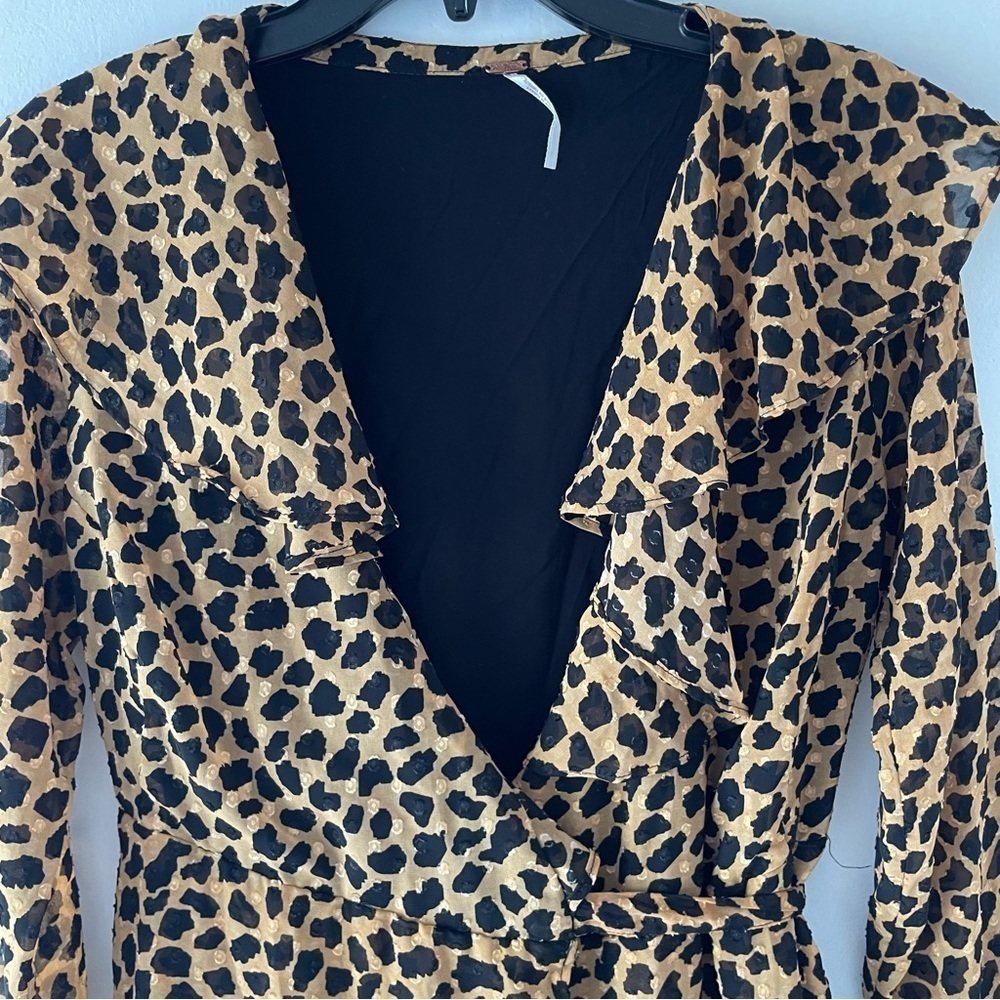 Free People black and gold animal leopard cheetah print dress 37767 - Picture 4 of 12